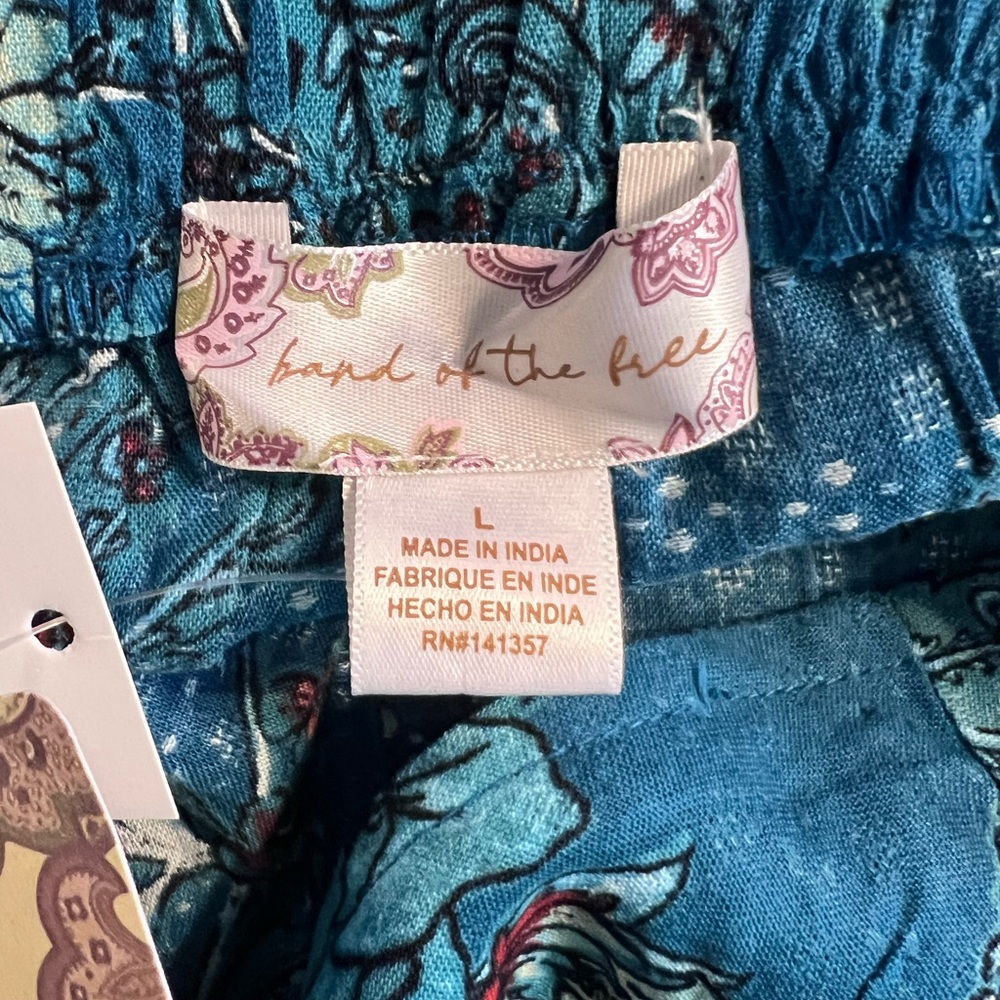 BOG, Band of the Free CELENE TEAL FLORAL LAYERED MIDI SKIRT, size L, new w/ tags - Picture 9 of 9